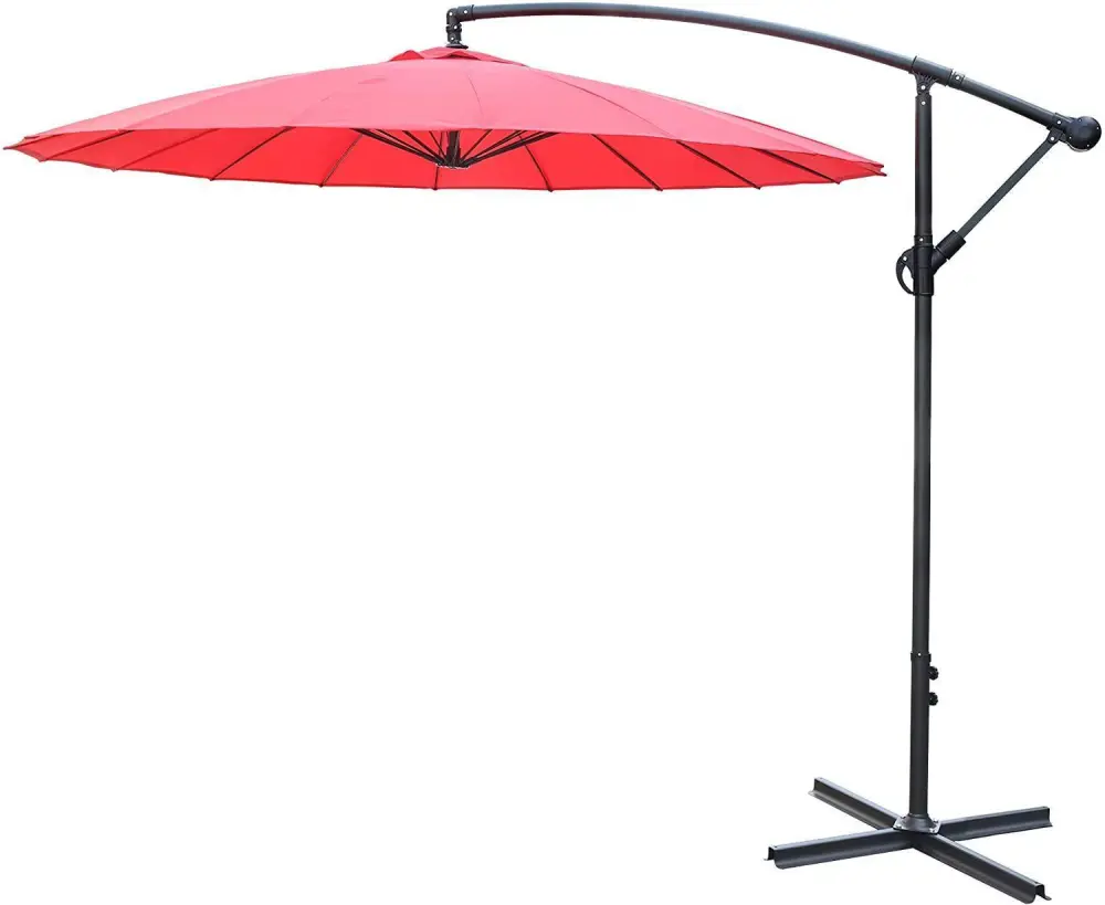 9 Ft Offset Hanging Market Patio Umbrella Easy Tilt Adjustment Outdoor Use w2181