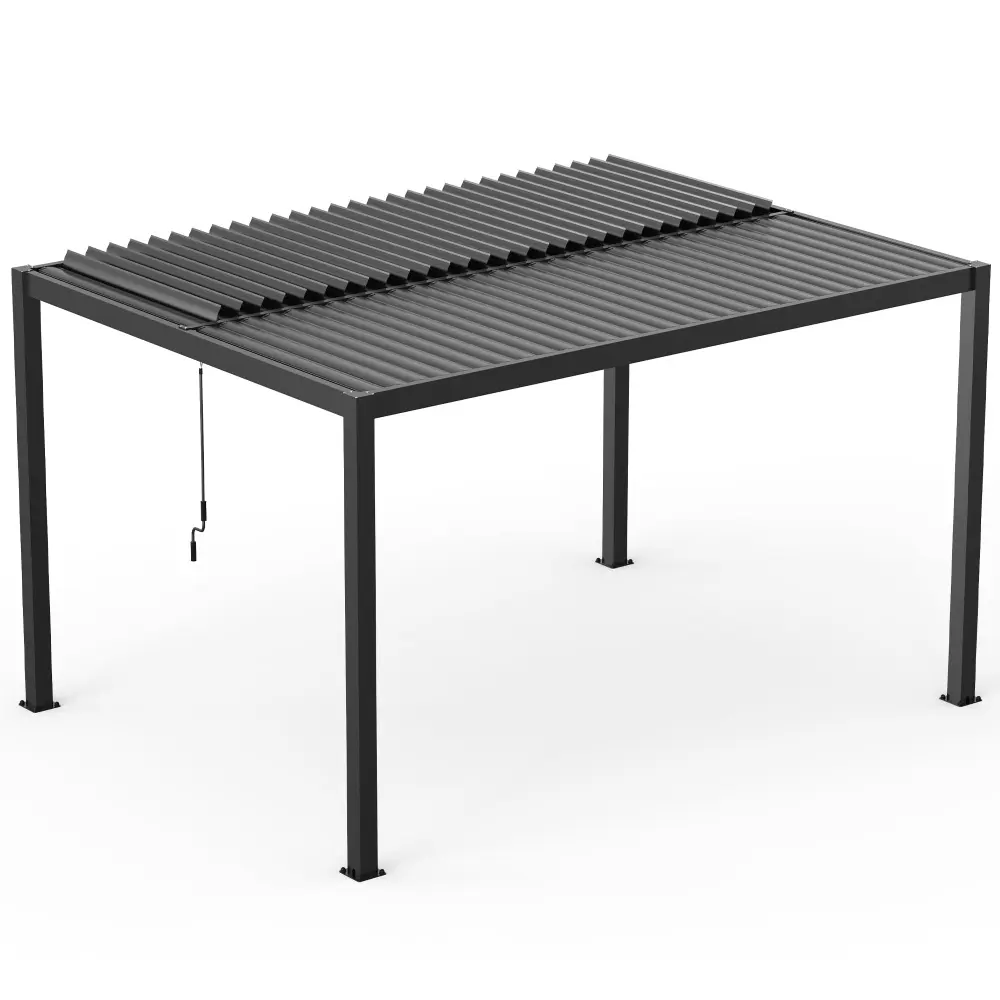 8610C Louver Pergola 10X13Ft Aluminum Frame Louvers Black chery industrial inc