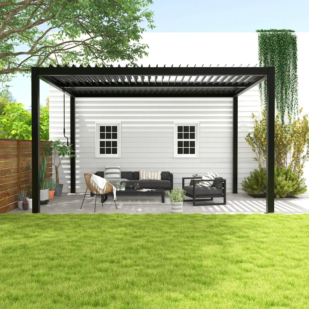 8610C Louver Pergola 10X13Ft Light Metal Frame & Louvers 2 Louvered Outdoor Shade chery industrial inc