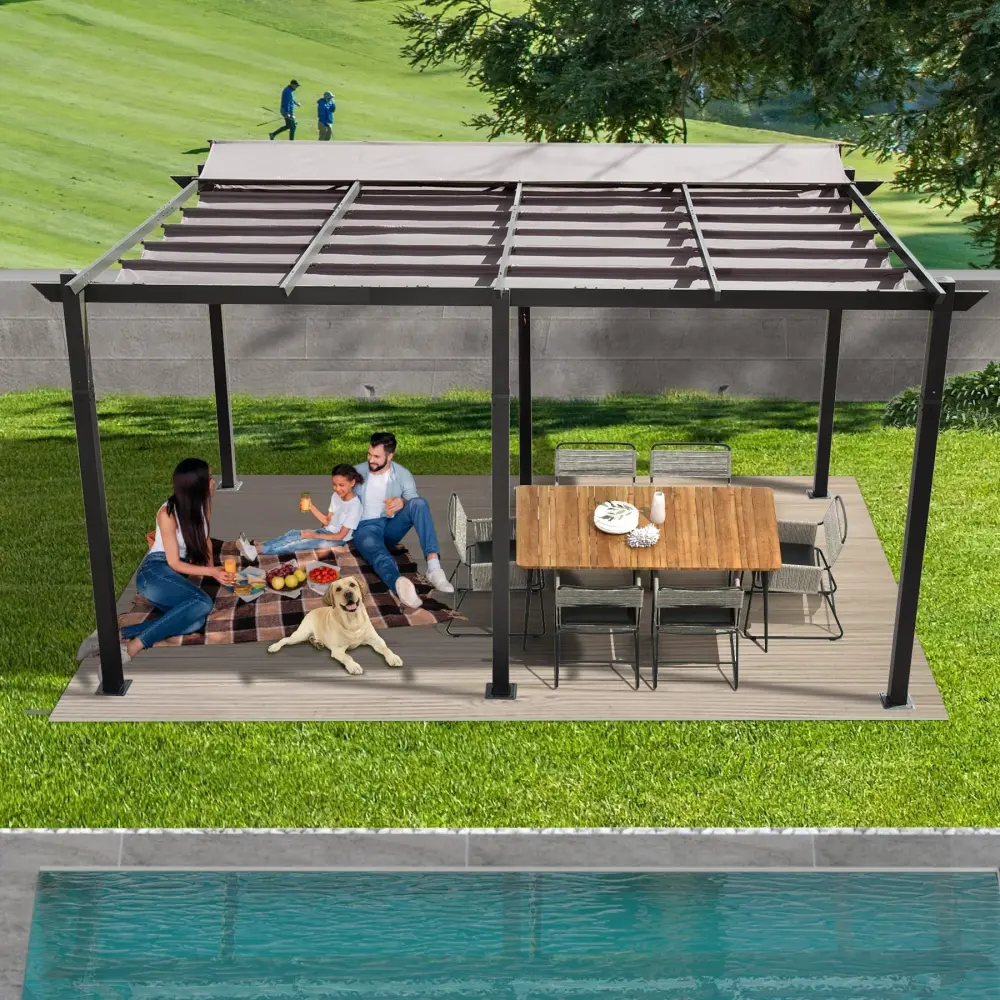 11 X 16 Ft Outdoor Living Retractable Pergola Weather Resistant Patio Cover crefise patio life