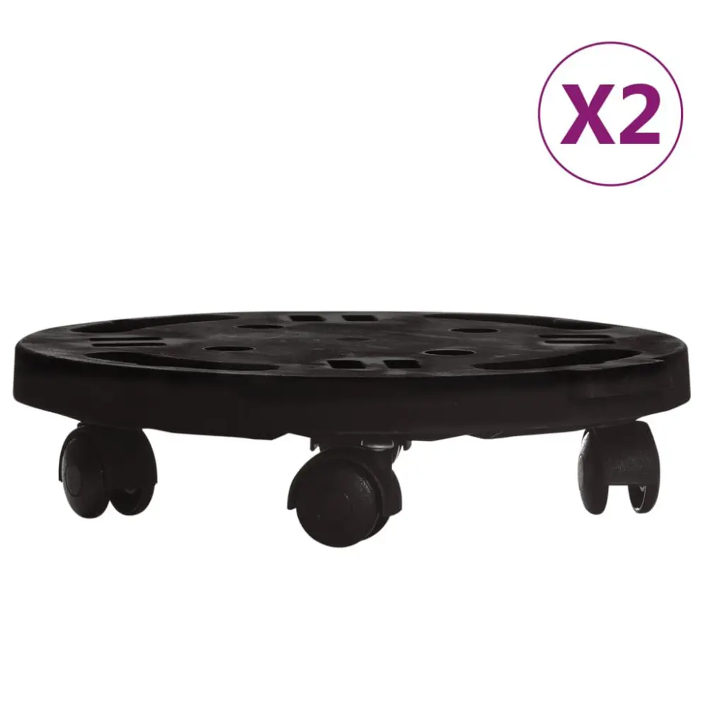 2 Pack Black Plant Trolleys Wheels 11.8 Inch Diameter 374.8 lb Capacity