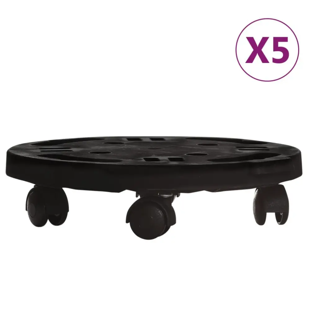 5 Pack Black Plant Trolleys Wheels 11.8 Inch Diameter 374.8 lb Capacity