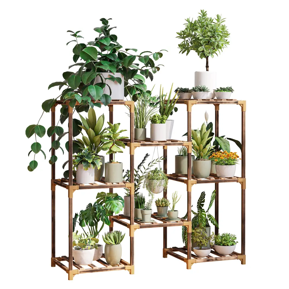 Plant Stand Indoor Outdoor Wood Plant Stands Multiple Plants Stylish Garden Decor w2181