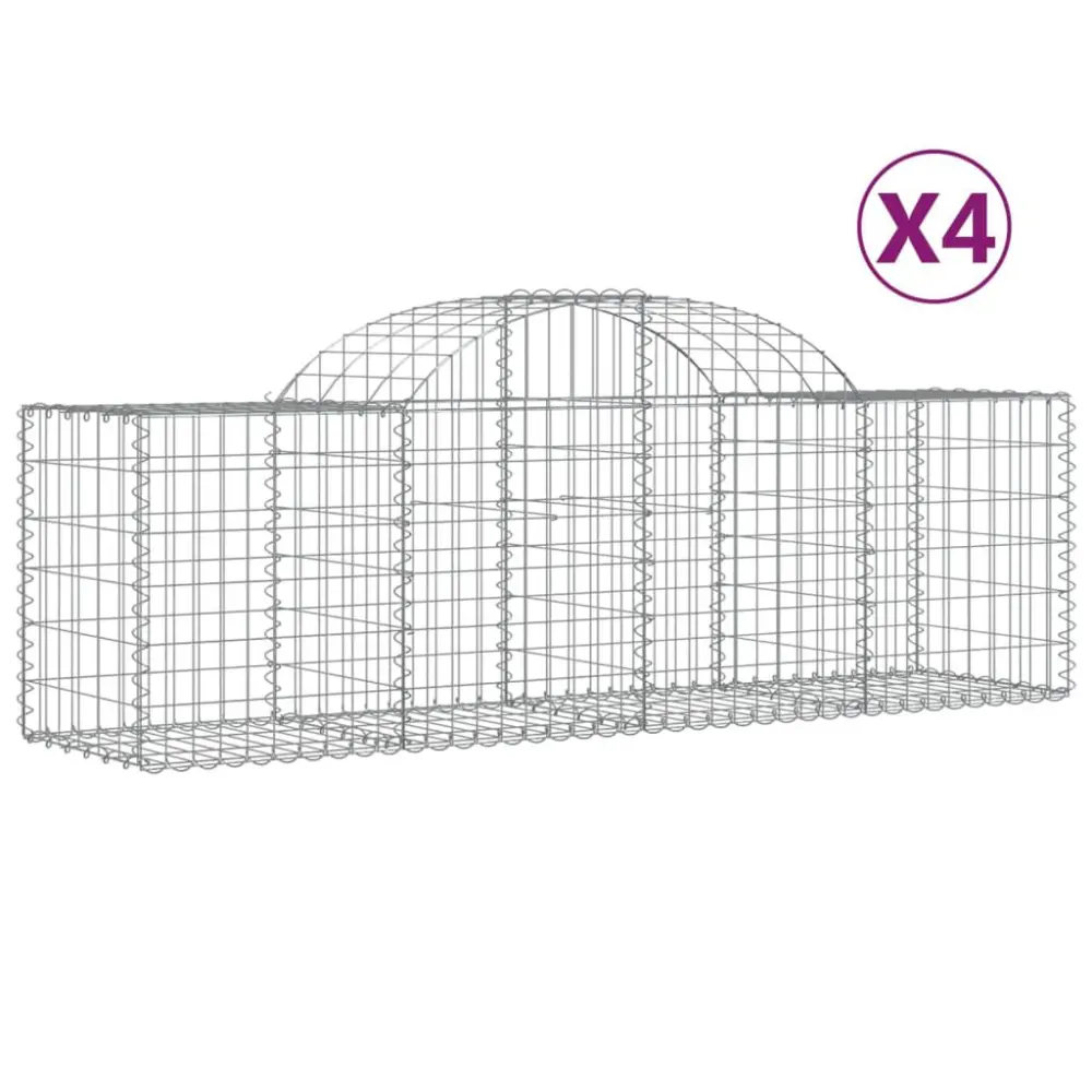 4-Piece Arched Gabion Bins Galvanized Iron 78.7x19.7x23.6/31.5 Inches Landscape Design