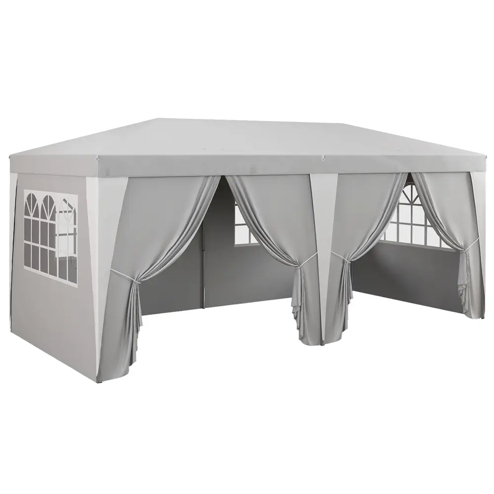 Outsunny 19x10 Foot Pop Up Canopy Tent 6 Removable Sidewalls and 4 Windows aosom business