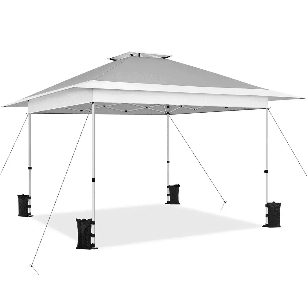 Yaheetech 13x13 ft Pop-Up Canopy Tent Overhang - Light Gray/White