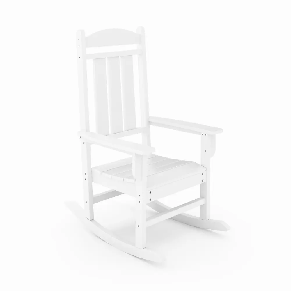 White Traditional Porch Rocker Timeless HDPE Poly Lumber Outdoor Use sopoly