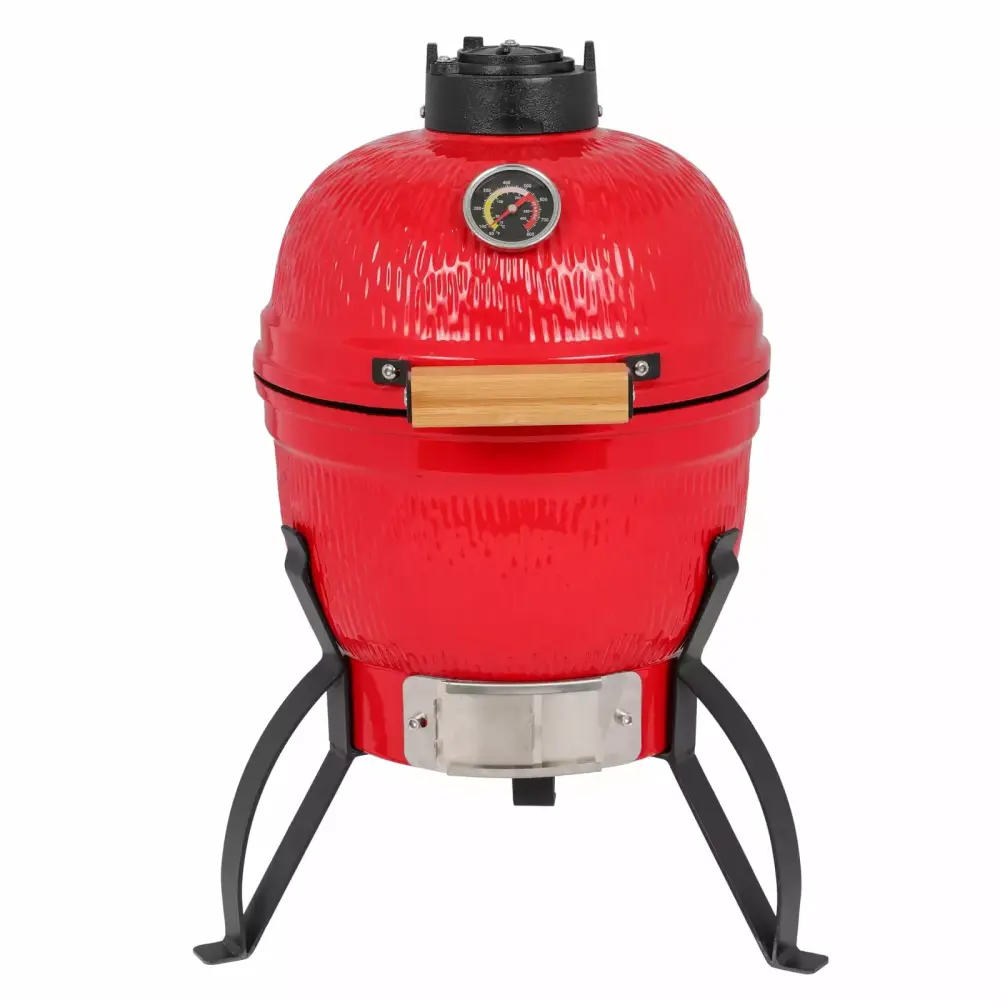 13in Round Ceramic Charcoal Grill Portable Orange BBQ Smoker TEMI