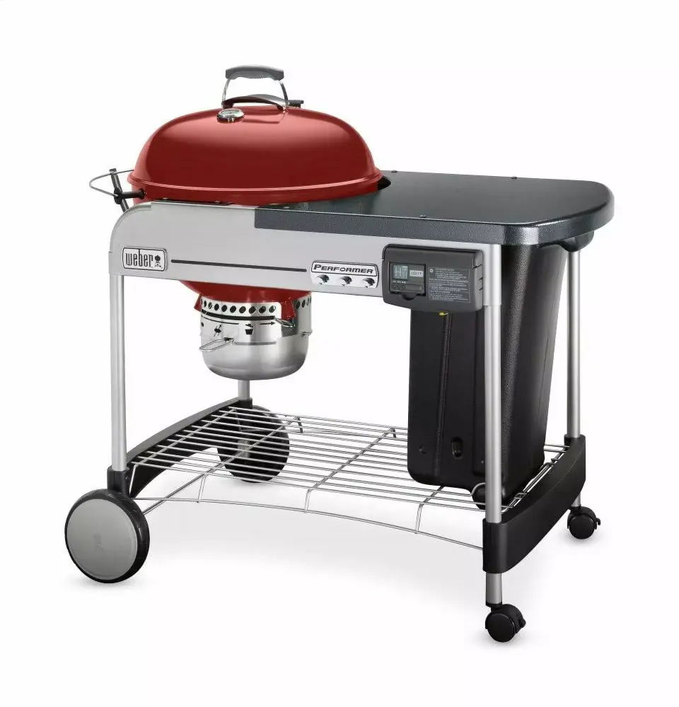 Weber Performer Deluxe 22 Inch Crimson Charcoal Grill Touch-N-Go Ignition