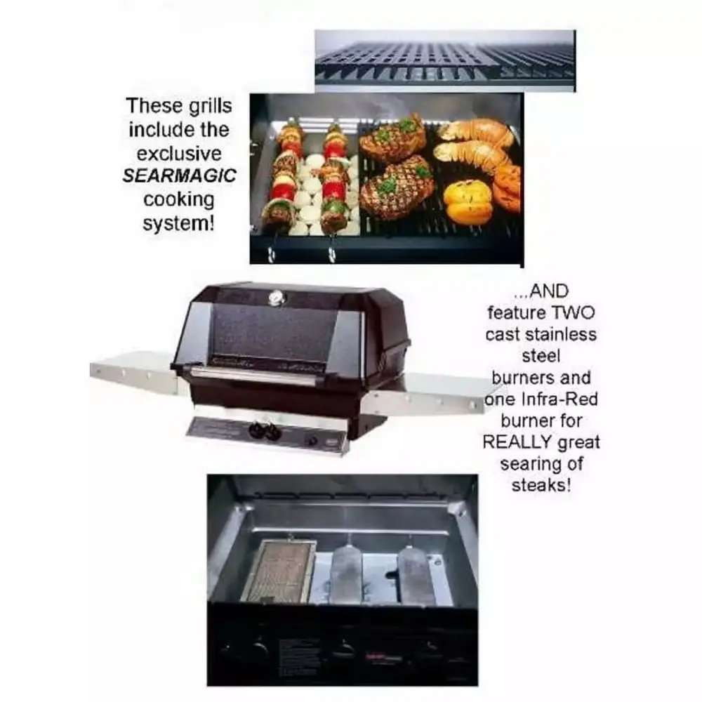 Modern Home Products MHP LP Propane Gas Grill Searmagic Grids Two Cast Stainless Steel and One Infra-Red Burner