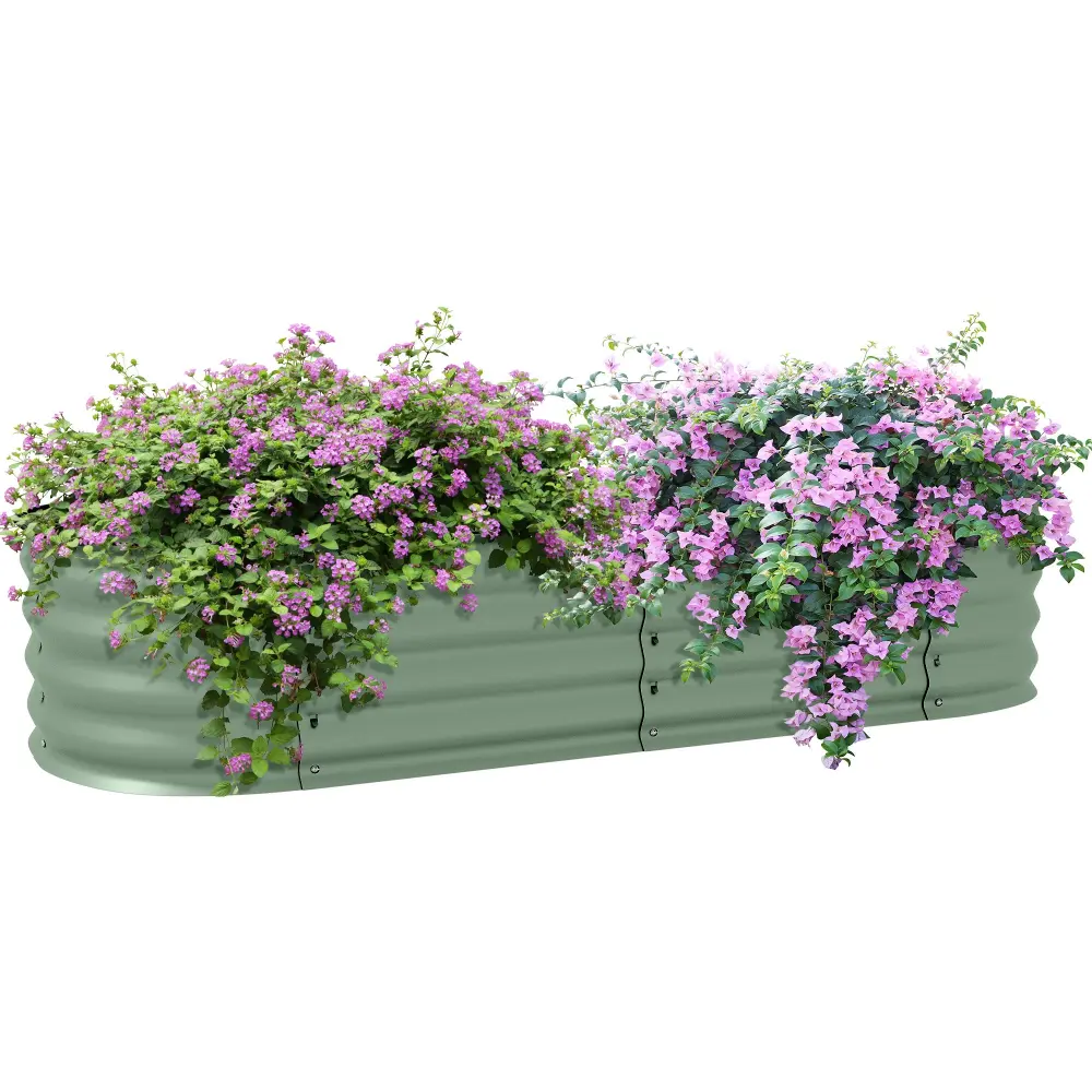 Outsunny 4.9' X 2' X 1' Galvanized Raised Garden Bed Kit Outdoor Metal Planter aosom business