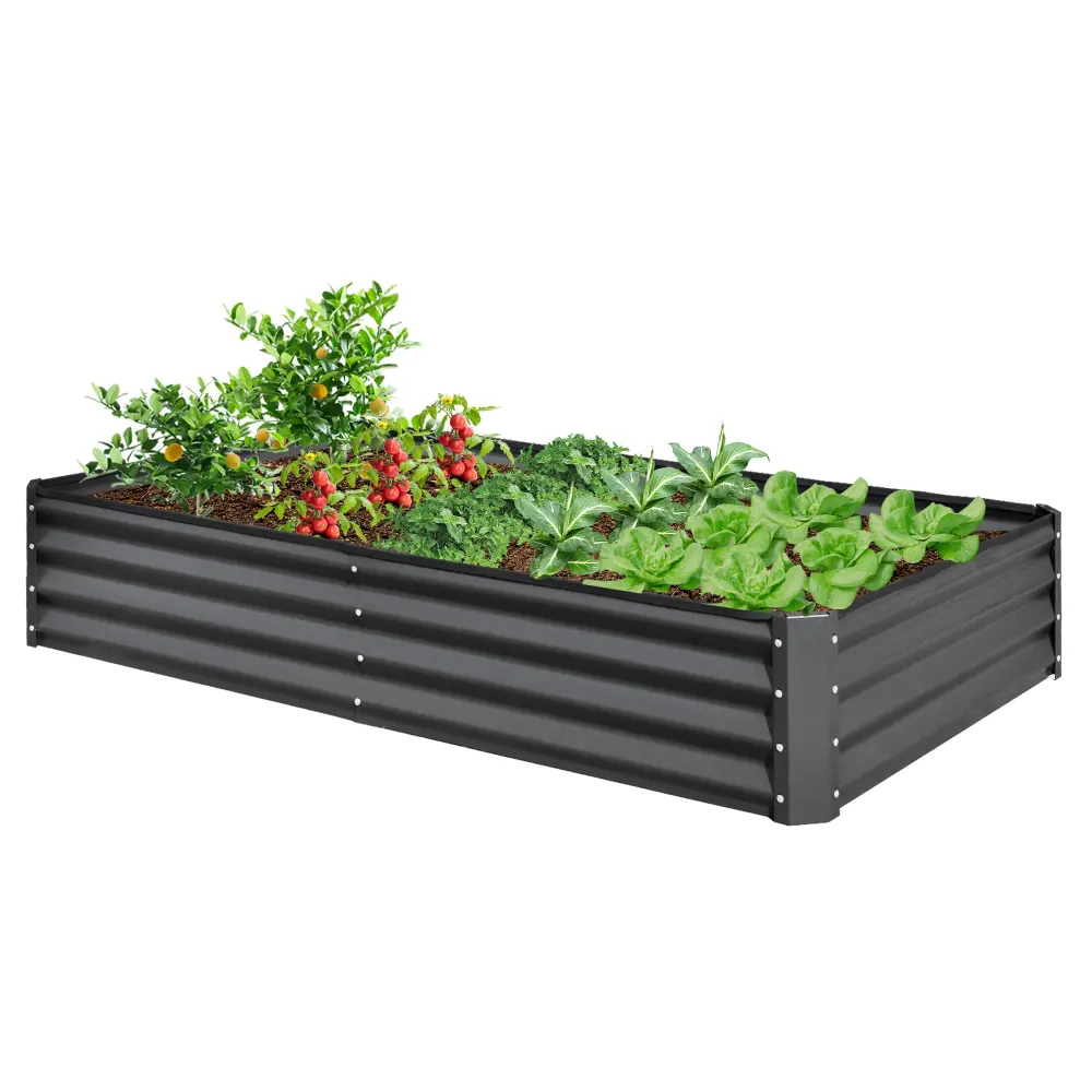 6X3X1Ft Galvanized Raised Garden Bed, Outdoor Planter Garden Boxes Large crefise patio life