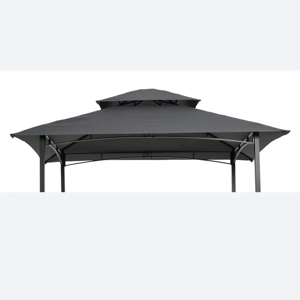 8X5Ft Grill Gazebo Replacement Canopy Double Tiered BBQ Tent Roof Top Cover rnb