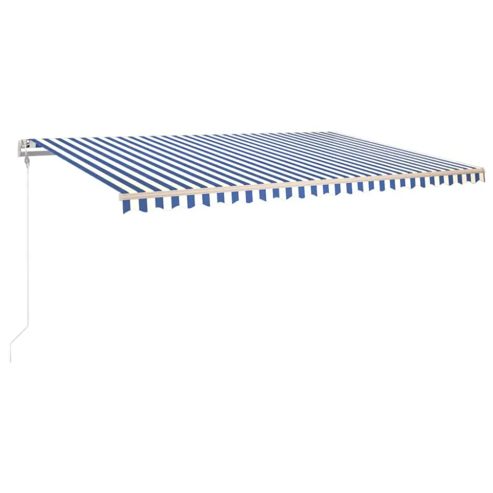 Blue and White Automatic Retractable Awning 196.9x118.1 Inches Large Outdoor Canopy
