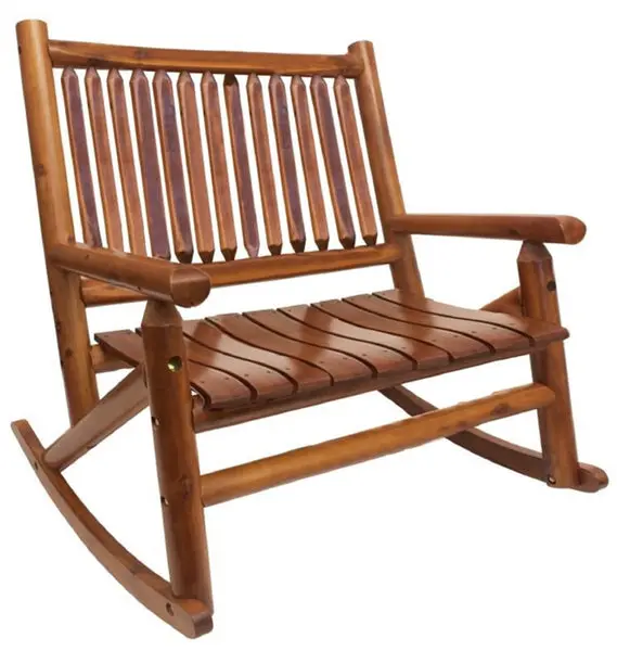 Leigh Country TX36005 Porch Double Rocker Wood Outdoor Rocking Chair