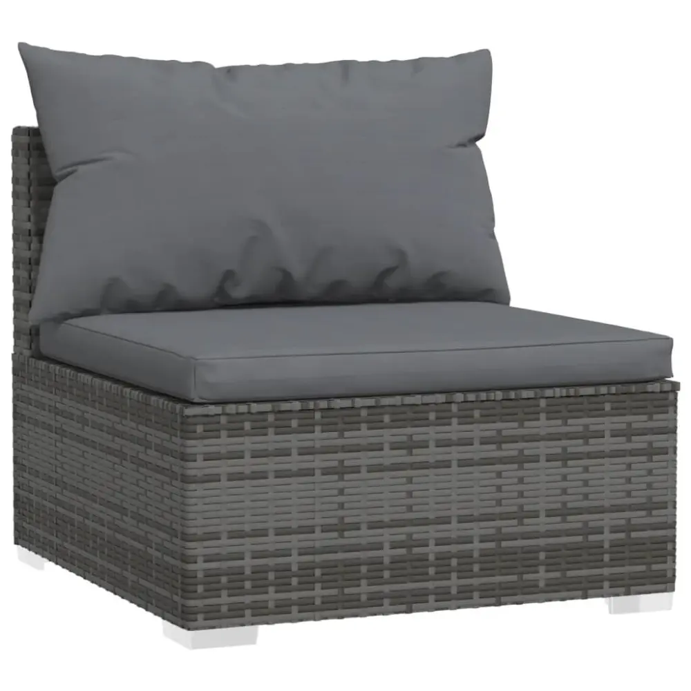 Patio Middle Sofa Cushions Gray Poly Rattan Outdoor Sectional Piece