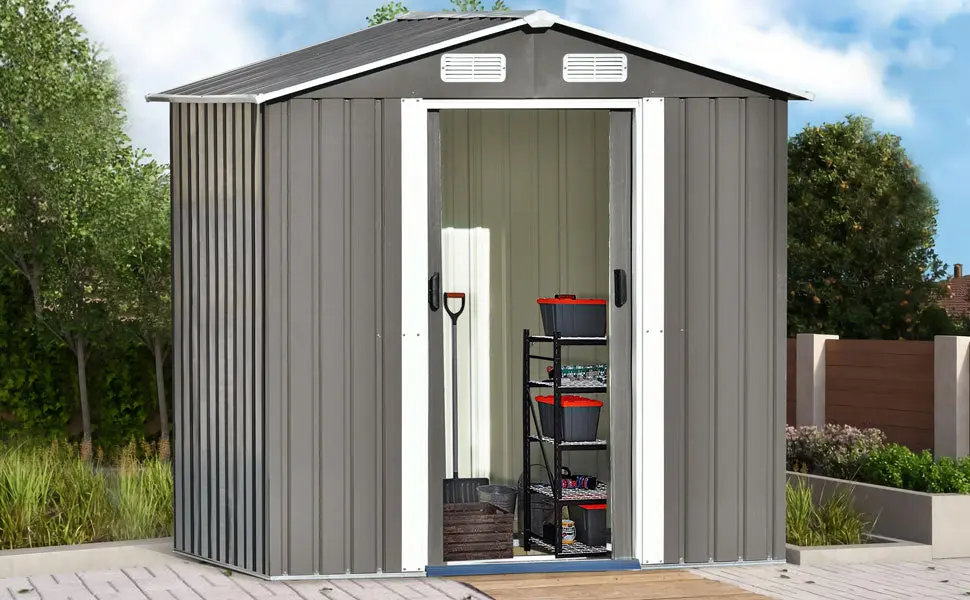 Patio 6Ft X4Ft Bike Shed Garden Storage Shed Lockable Door topmax