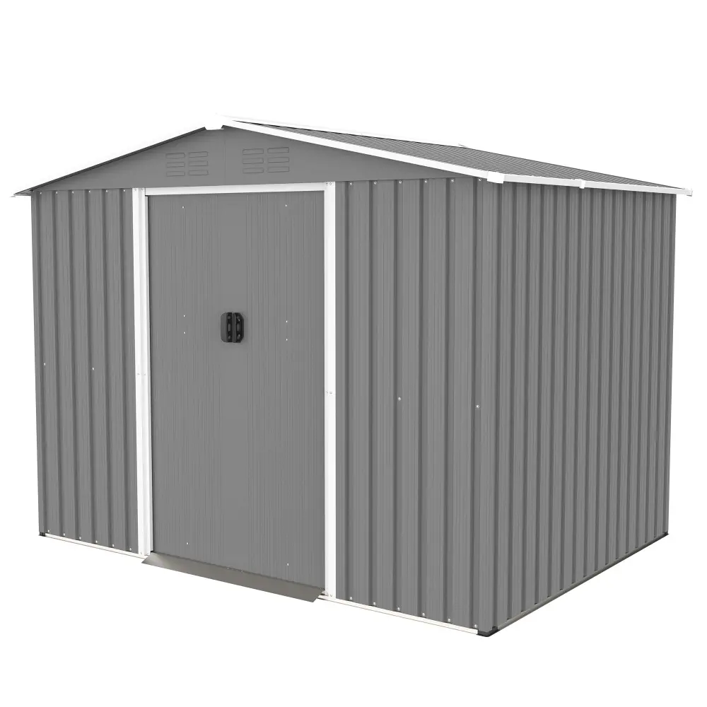 8X6 Ft Outdoor Tool Storage Shed Metal Foundation Lockable Door w2505