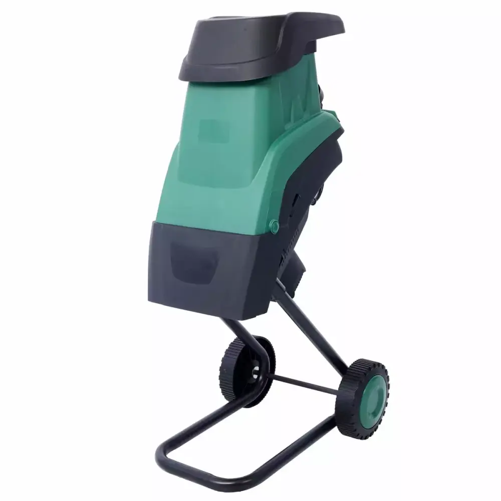 15Amp Electric Wood Chipper/Shredder Wheels. Travel-friendly Chipping Gatherion Bag. Double Sided Blade System. Auto Shut-...