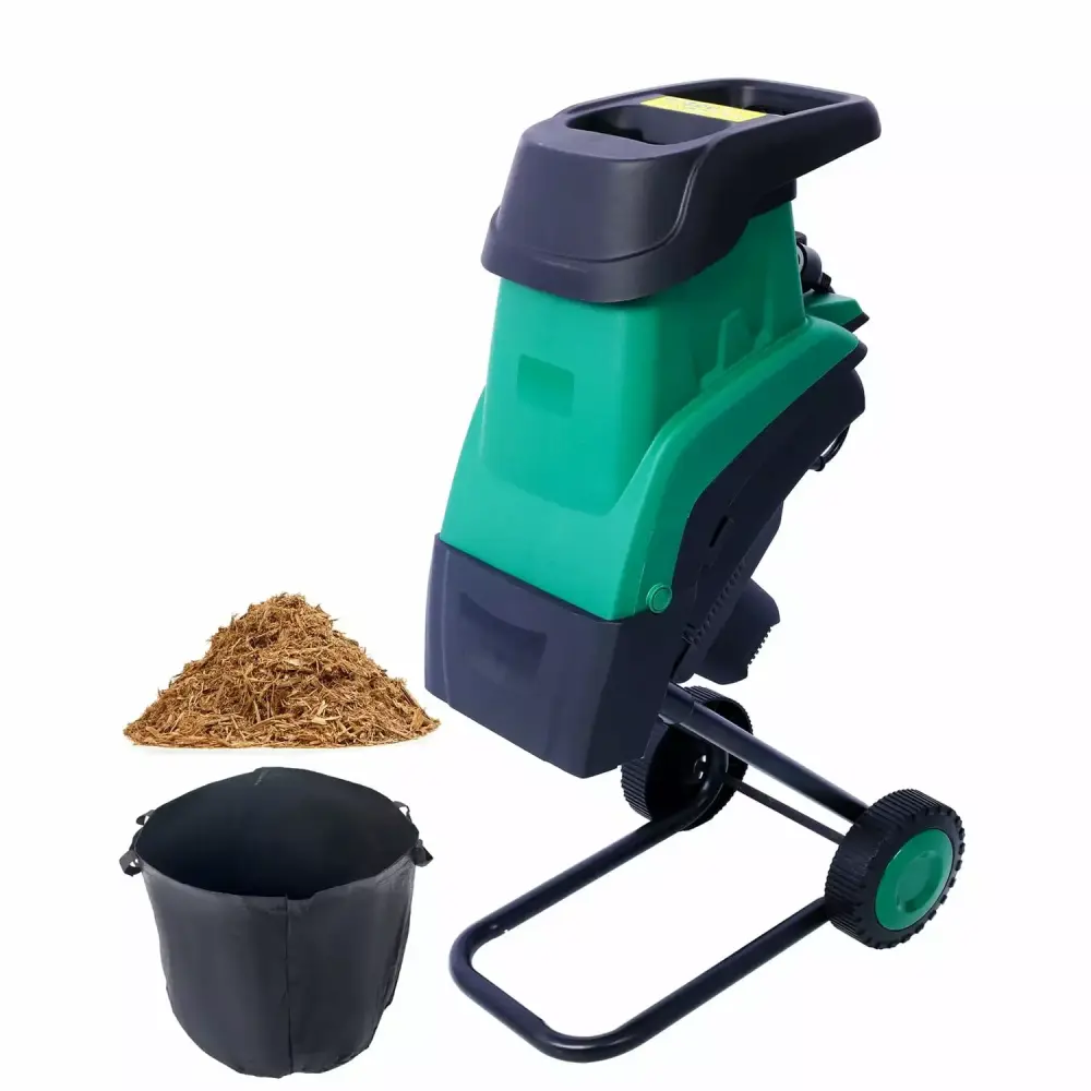 NBXPOW 2600W Electric Wood Chipper. 15Amp Wood Chipper & Shredder Travel-friendly on Wheels. Leaf Shredder w/60L Gatherion...