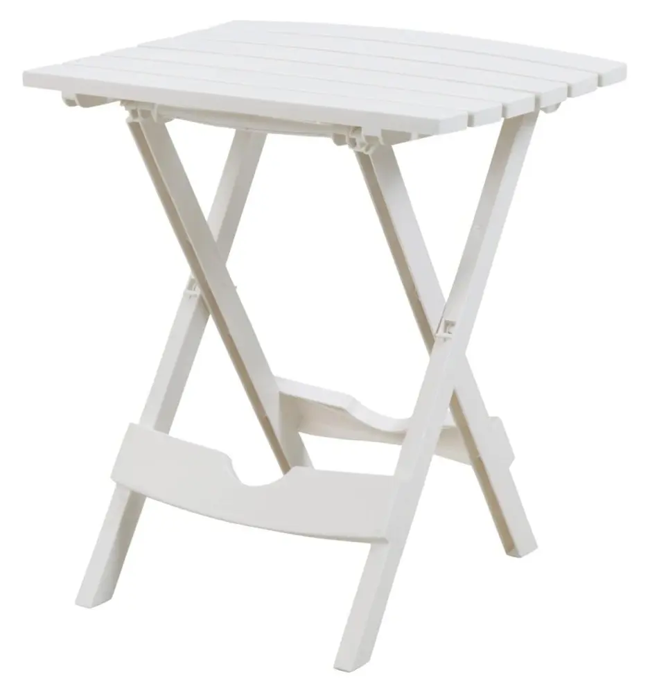 CLkPde Quick Fold Patio Side Table Resin White Outdoor Furniture