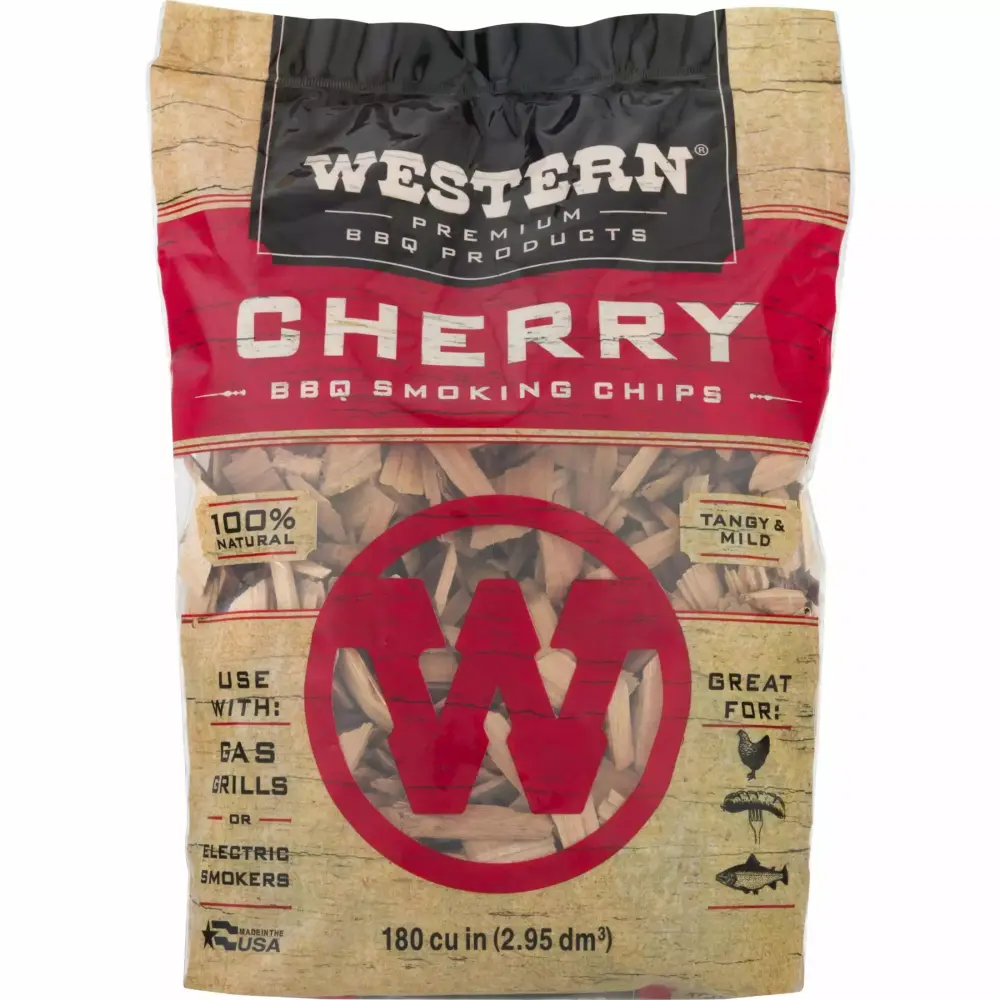 Western Luxury BBQ Products Cherry BBQ Smoking Chips 180 Cu - Sweet and Smoky Flavor