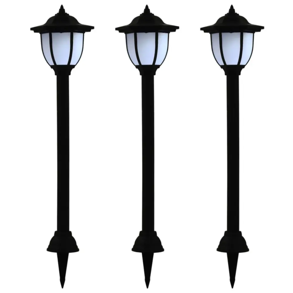 Outdoor Solar Lamps 3 Pack LED Black Garden Pathway Lights