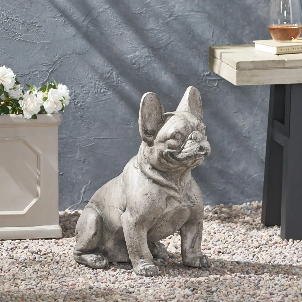 Dog Garden Sculpture Gray Glass Art Decor nh-cozy home