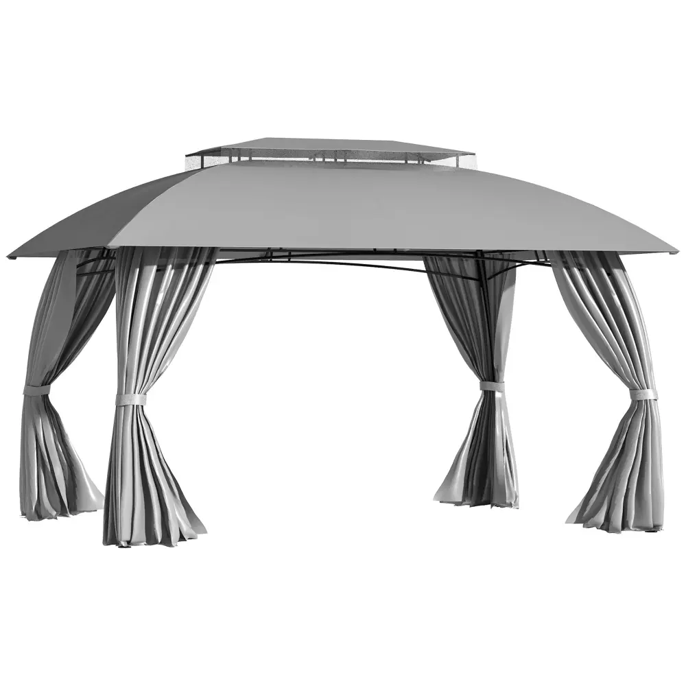 10 x 13 Patio Gazebo Canopy Double Vented Roof Steel Frame Curtains aosom business