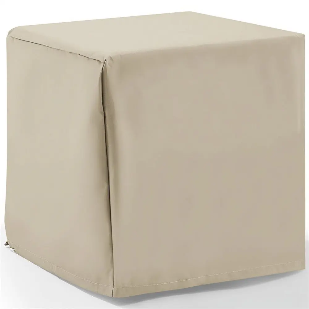 Afuera Living Vinyl Polyester Fabric Patio End Table Cover Tan Outdoor Furniture Protection