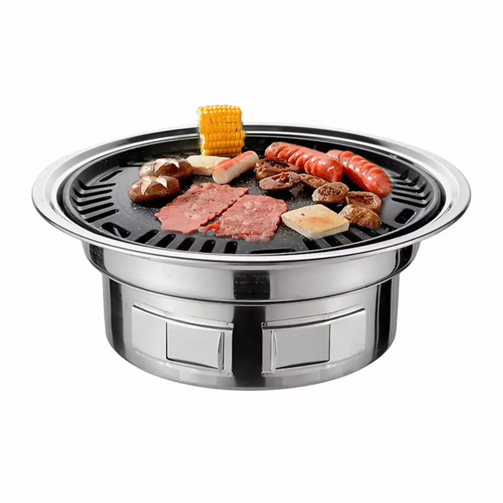 13 Inch Korean BBQ Grill Multifunctional Charcoal Barbecue Grill Round Camping Grill Tabletop Smoker Dcenta