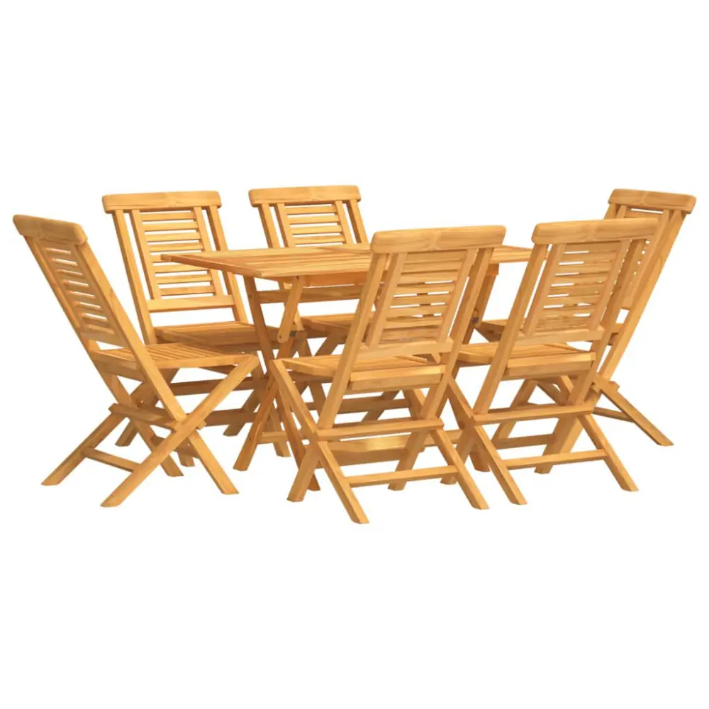 7 Piece Patio Dining Set Solid Wood Teak Outdoor Furniture Table and Chairs