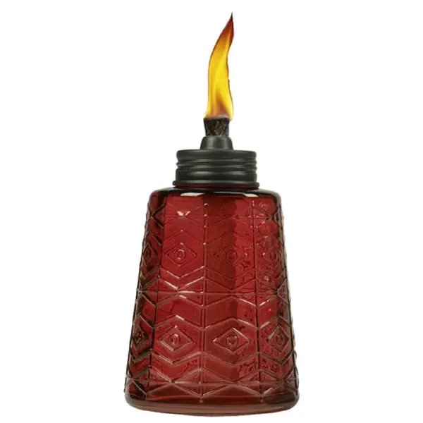 Tiki 1117060 Glass Table Torch Assorted Colors 6 Inch Outdoor Decorative Flame Light