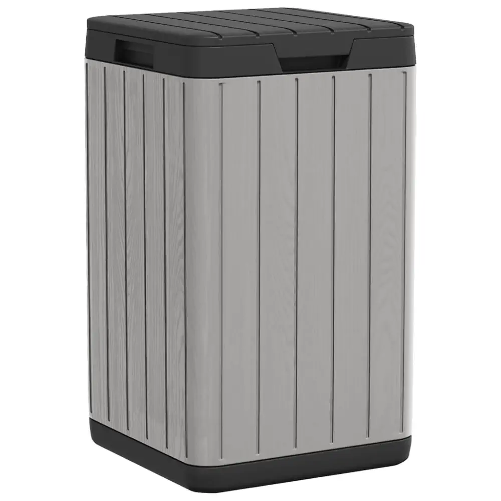 15x15x25.6 Inch Gray Outdoor Garbage Bin Made Durable PP Plastic