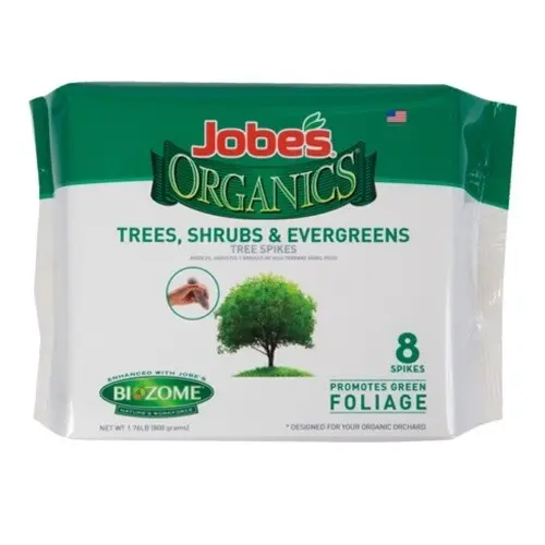 Jobe's Organics 8-2-2 Fertilizer Spikes Trees Shrubs & Evergreens 8-Pack 1.76 lb