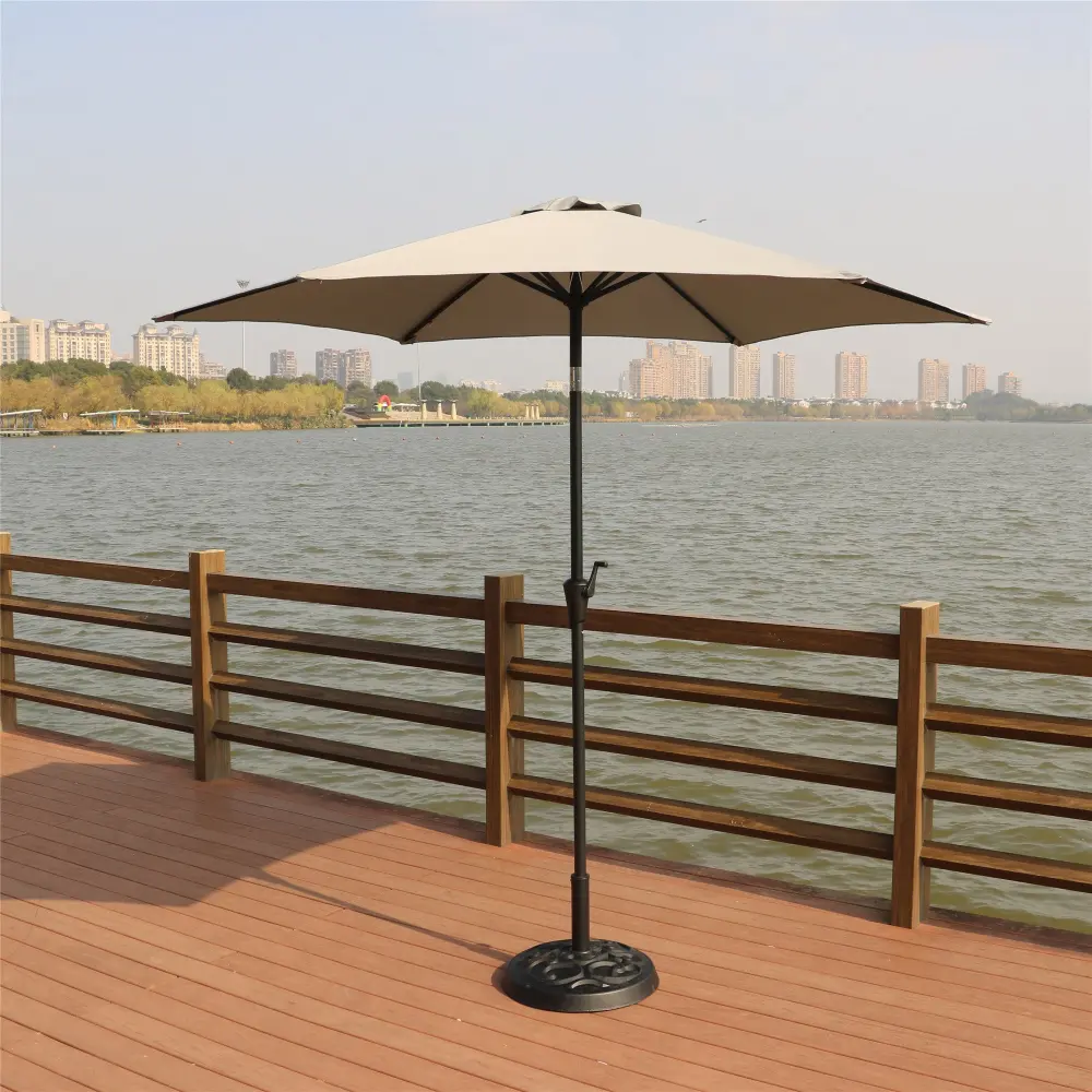 8.8 Feet Outdoor Light Metal Patio Umbrella Market Cantilever Sun Shade gathercraft