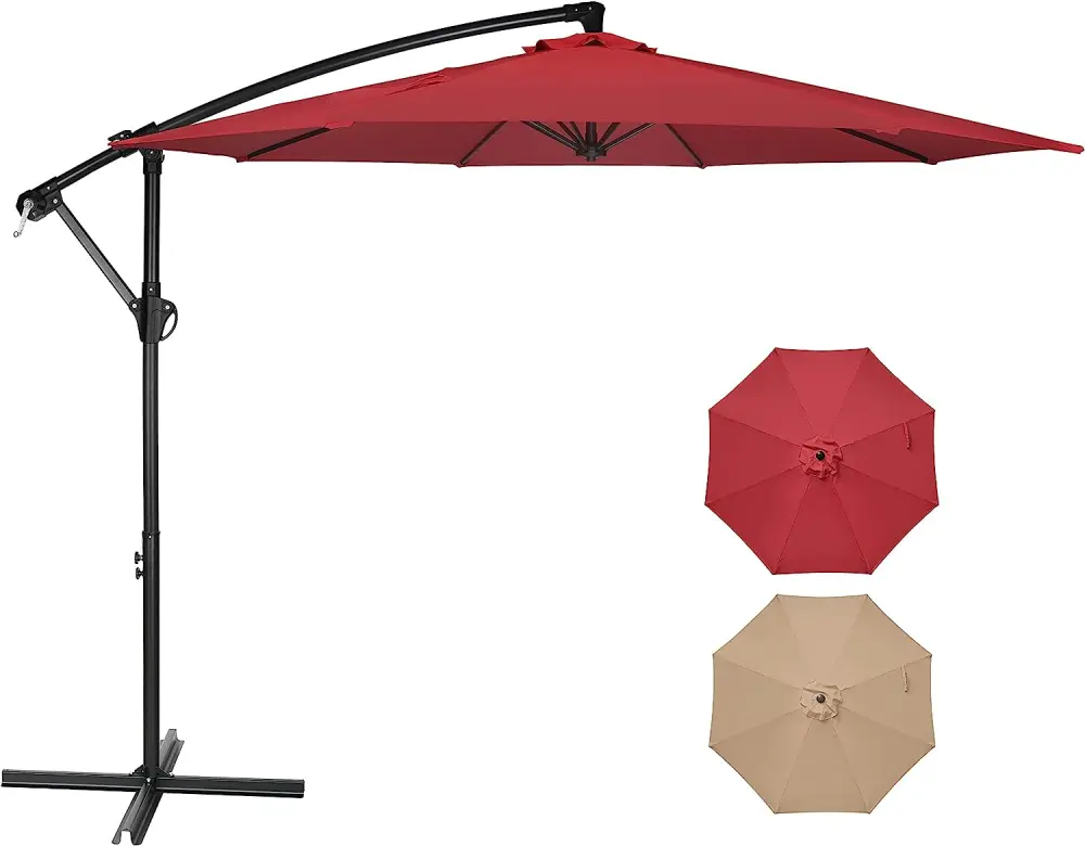 10Ft Offset Cantilever Patio Hanging Umbrella Outdoor Market Umbrella w1134dhs