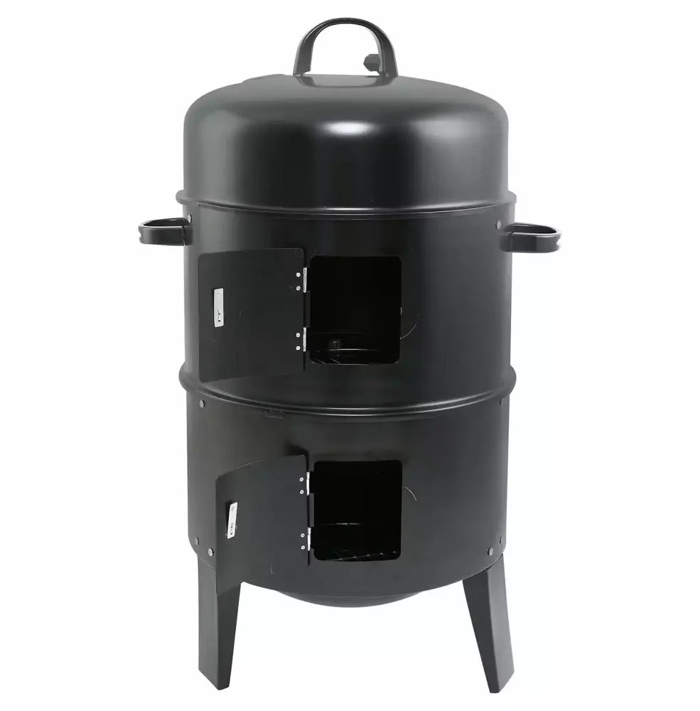 Lwory 32 Charcoal Smoker BBQ Grill 3IN1 Outdoor Vertical Smoke Travel-friendly Meat Cooker Black