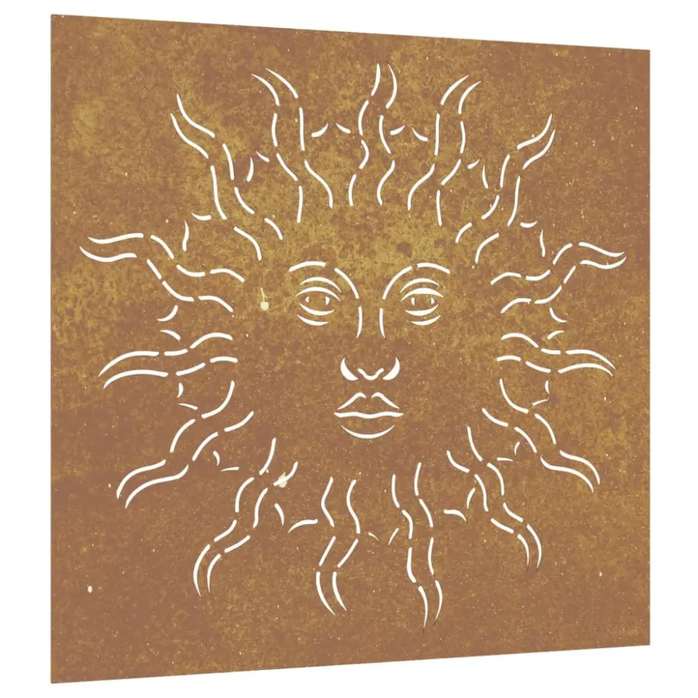 Patio Wall Decoration 21.7x21.7 Inches Corten Steel Sun Design Outdoor Metal Art