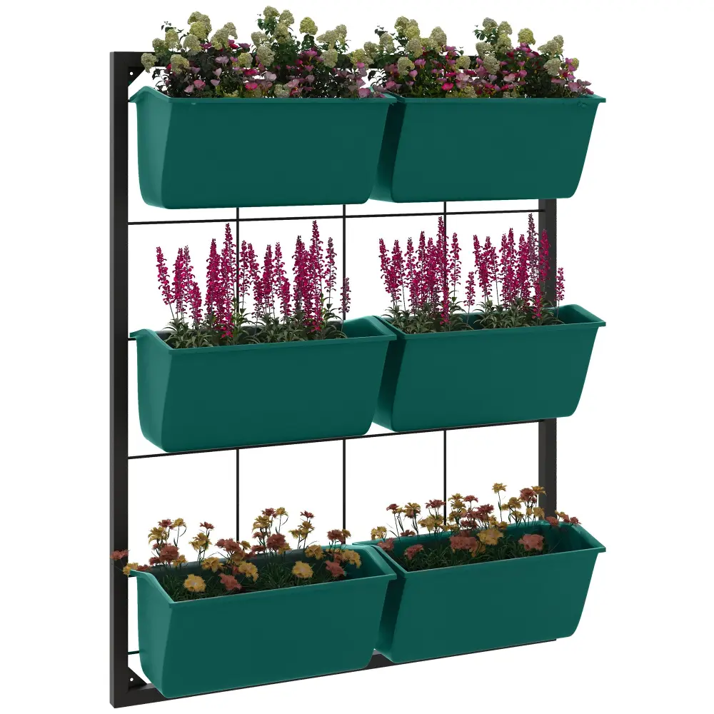Outsunny 3 Tier Wall Planter 6 Pots Indoor And Outdoor Use aosom business