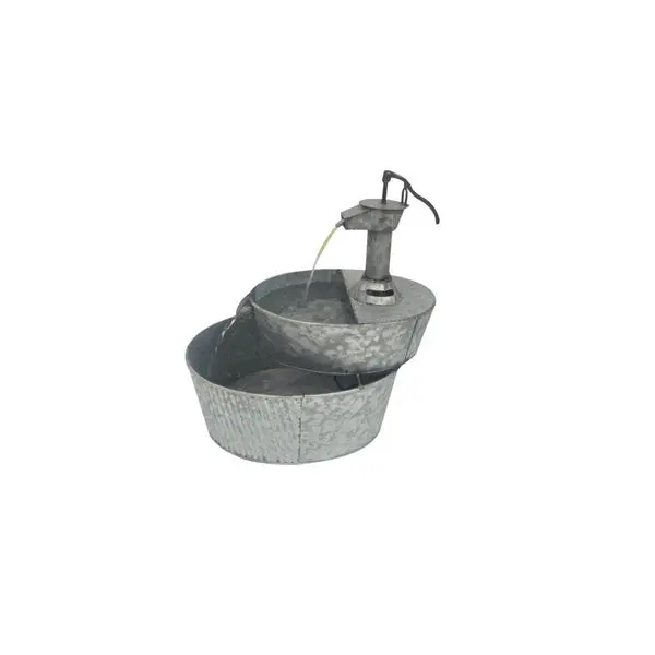 Seasonal Trends Y95854 Titan Metal Bucket Fountain Gray Outdoor Water Feature Decor