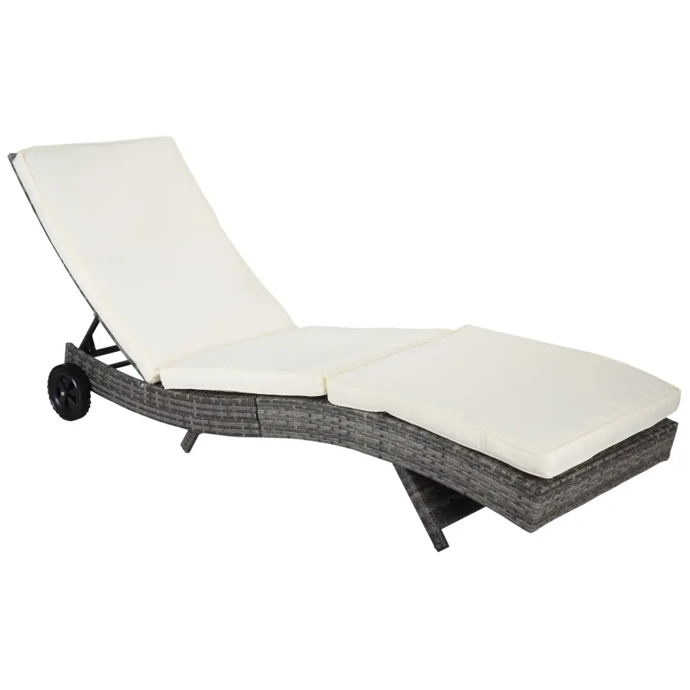 Outsunny Wicker Chaise Lounge Pool Chair Outdoor PE Rattan Cushioned aosom business