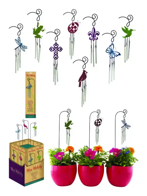 Meadow Creek Assorted Iron 16 Inch Mini Wind Chime Pack 32 Outdoor Decor